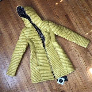 Mustard & Leopard Puffer Coat